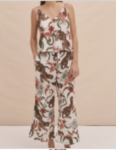 SOLEIA CREAM WOMENS CAMI & WIDE LEG SET M