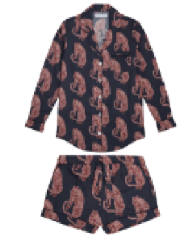 TIGER NAVY/PINK WOMENS SIGNATURE SHIRT & SHORT SET M