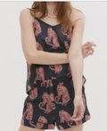 TIGER NAVY/PINK CAMI & SHORTS SET S