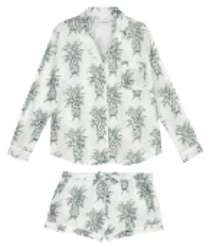HOWIE WHITE/GREEN WOMENS SIGNATURE SHIRT & SHORT SET M