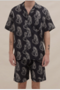 TIGER BLACK/WHITE MENS CUBAN SHORT SET L