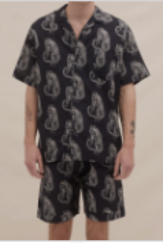 TIGER BLACK/WHITE MENS CUBAN SHORT SET L
