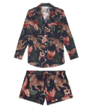 SOLEIA NAVY WOMENS SIGNATURE SHIRT & SHORT SET xl